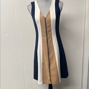 Ann Taylor Navy and Tan Panel Dress